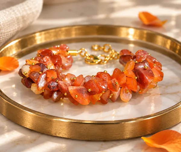 Women_S_Carnelian_Chips_Bracelet_With_Free_Selenite_Tumble