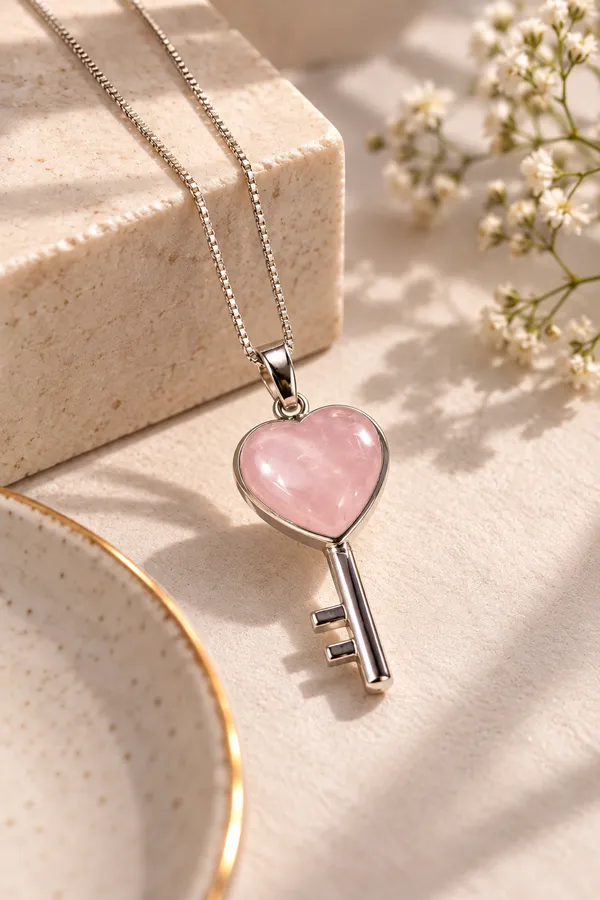 Rose_Quarts_Lock_Key_Couples_Pendants