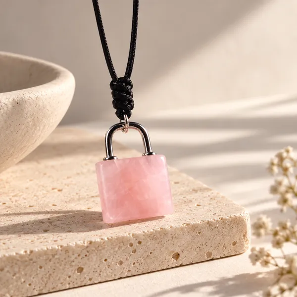 Rose_Quarts_Lock_Key_Couples_Pendants
