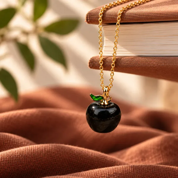 Black_Obsidian_Apple_Pendant_With_Gold_Chain