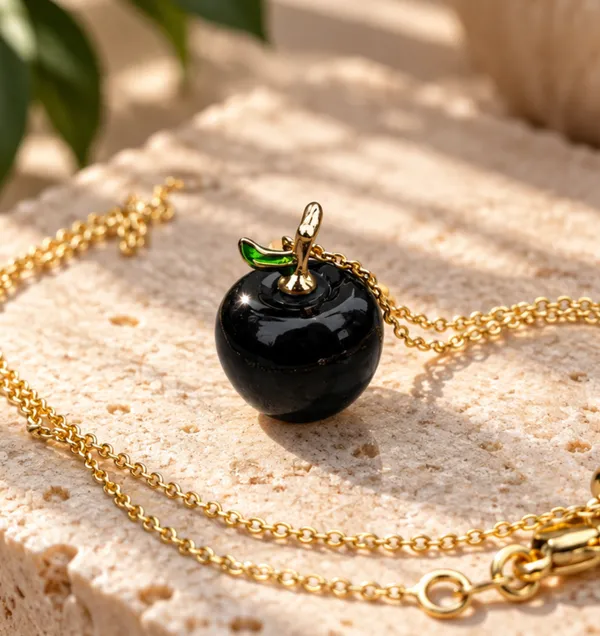 Black_Obsidian_Apple_Pendant_With_Gold_Chain