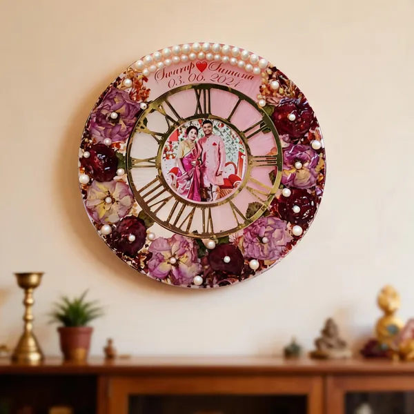 Personalized_Floral_Resin_Photo_Wall_Clock_With_Pearl_Accents