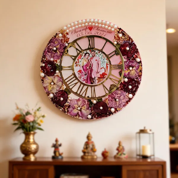 Personalized_Floral_Resin_Photo_Wall_Clock_With_Pearl_Accents