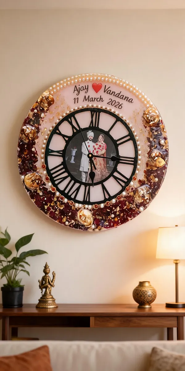 Personalized_Resin_Wall_Clock_With_Couple_Photo_And_Names