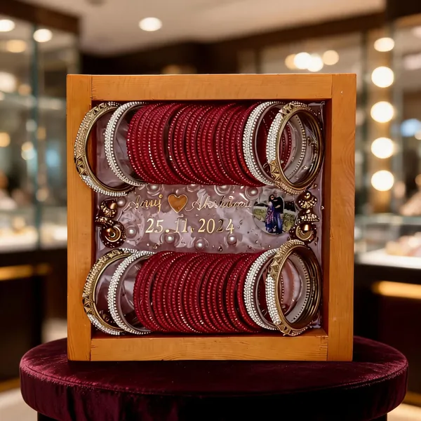Wooden_Framed_Personalized_Bridal_Chuda_Bangle_Set_Display