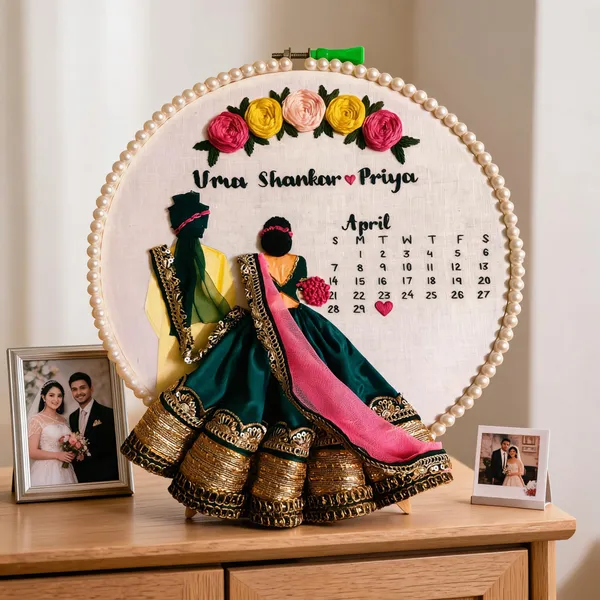 Handcrafted_Couple_Embroidery_Hoop_With_Save_The_Date_Calendar
