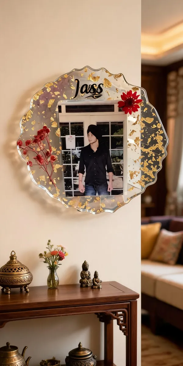 Resin_Gold_Foil_Floral_Personalized_Photo_Frame_With_Stand