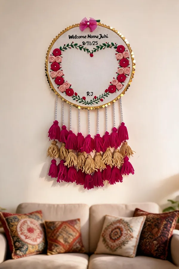 Personalized_Floral_Embroidered_Heart_Wall_Hanging_With_Tassels