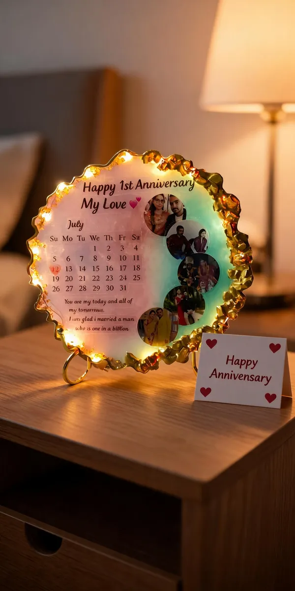Resin_Photo_Calendar_Led_Anniversary_Plaque_With_Wooden_Stand