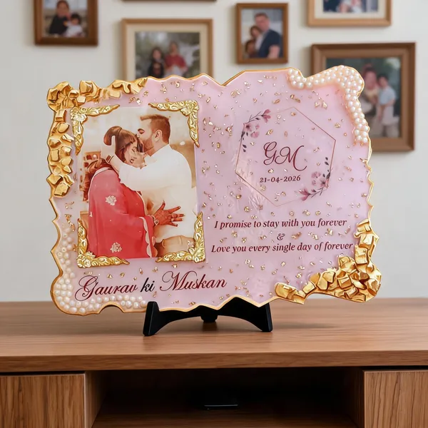 Personalized_Pink_Resin_Photo_Frame_Wedding_Gift_Plaque