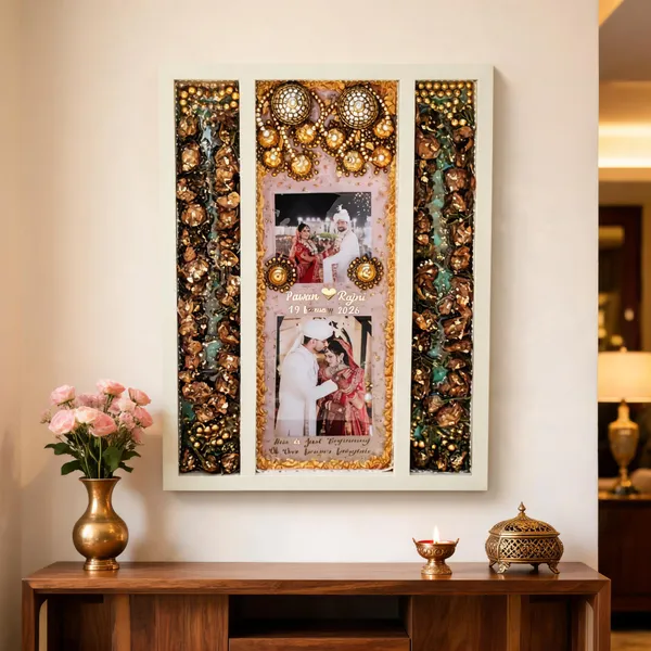 Handcrafted_Floral_Wedding_Photo_Frame_With_Kundan_Work