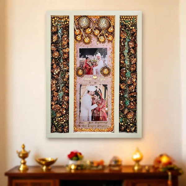 Handcrafted_Floral_Wedding_Photo_Frame_With_Kundan_Work