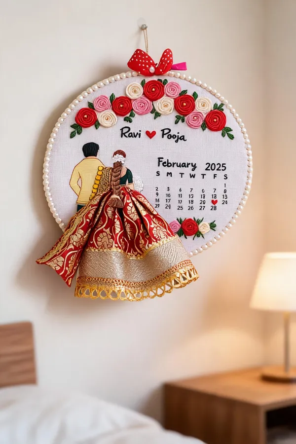 Personalized_Couple_Embroidery_Hoop_With_Calendar_And_Fabric_Skirt