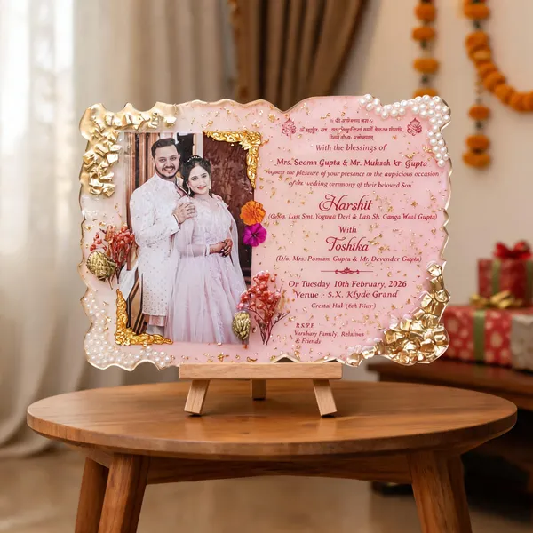 Floral_Gold_Foil_Wedding_Invitation_Card_With_Photo