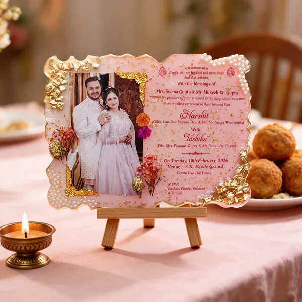 Floral_Gold_Foil_Wedding_Invitation_Card_With_Photo