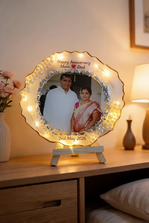 Resin_Pearl_Studded_Led_Anniversary_Photo_Frame_With_Stand