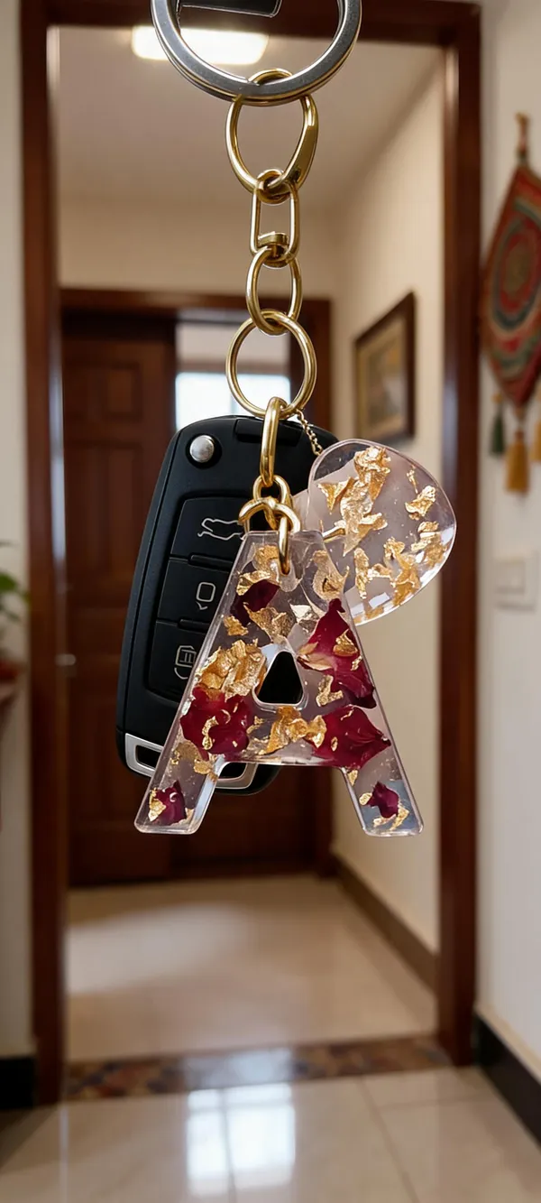 Resin_Letter_A_Keychain_With_Gold_Foil_And_Dried_Flowers