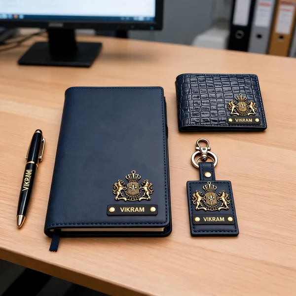Navy_Blue_Leather_Personalized_Diary_Wallet_Keychain_And_Pen_Gift_Set*