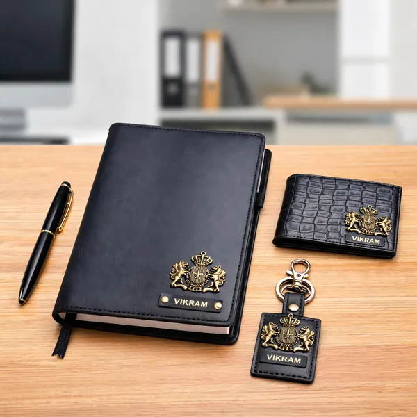 Black_Leather_Passport_Wallet_Keychain_And_Pen_Gift_Set*