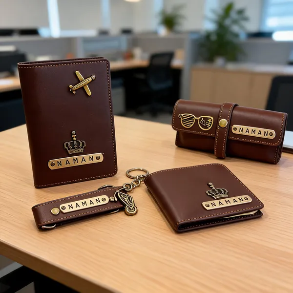 Brown_Leather_Personalized_Wallet_Passport_Cover_And_Keychain_Gift_Set*