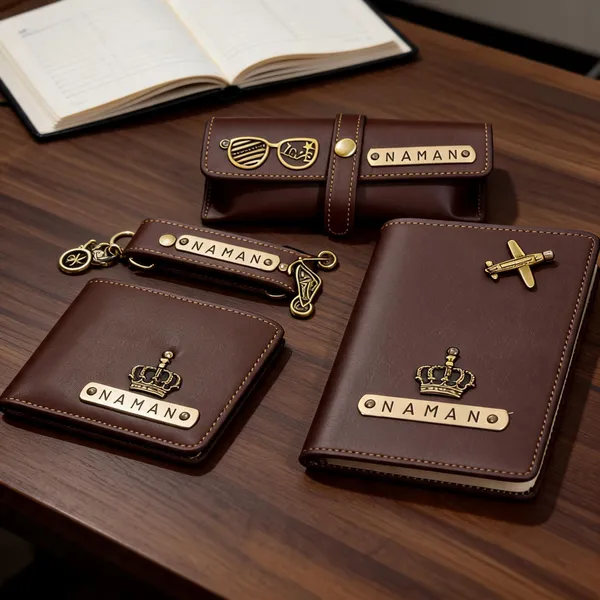 Brown_Leather_Personalized_Wallet_Passport_Cover_And_Keychain_Gift_Set*