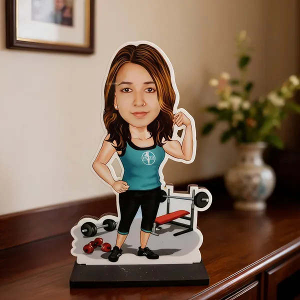 Personalized_Fitness_Caricature_Wooden_Table_Stand