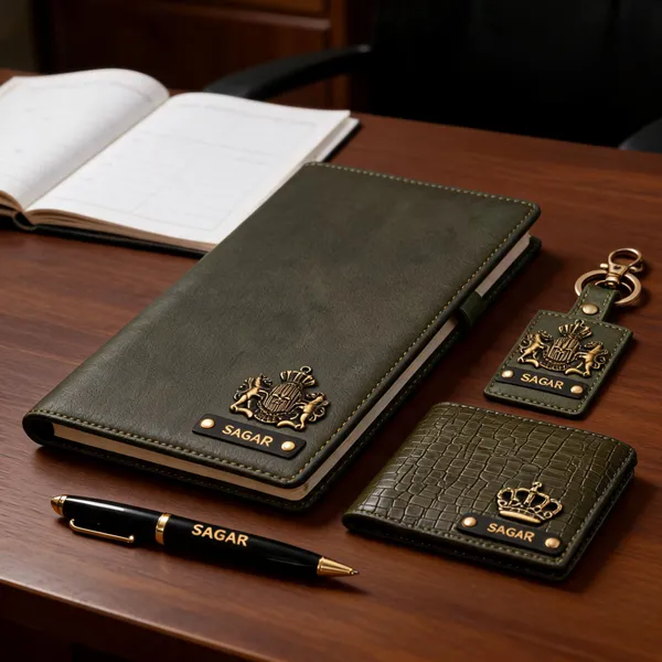 Olive_Green_Leather_Diary_Wallet_Keychain_Pen_Gift_Set_For_Men*