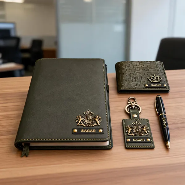 Olive_Green_Leather_Diary_Wallet_Keychain_Pen_Gift_Set_For_Men*