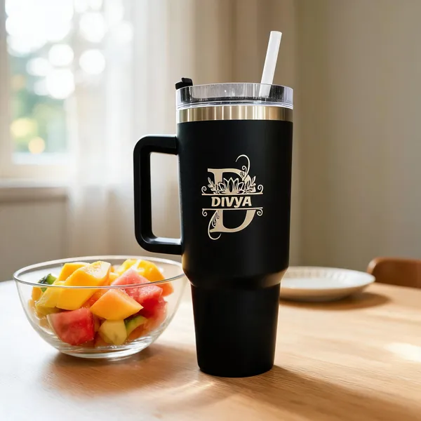 Black_Personalized_Divya_Steel_Tumbler_With_Handle_And_Straw*