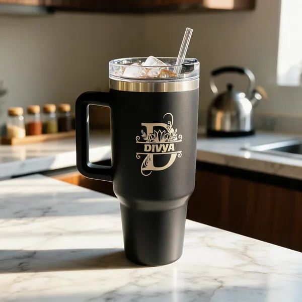 Black_Personalized_Divya_Steel_Tumbler_With_Handle_And_Straw*