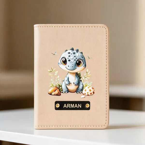 Beige_Leather_Dinosaur_Print_Personalized_Passport_Cover