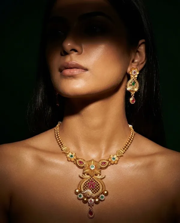 Gold_Plated_Alloy_Ruby_Emerald_Stone_Pendant_Necklace_Set_For_Women
