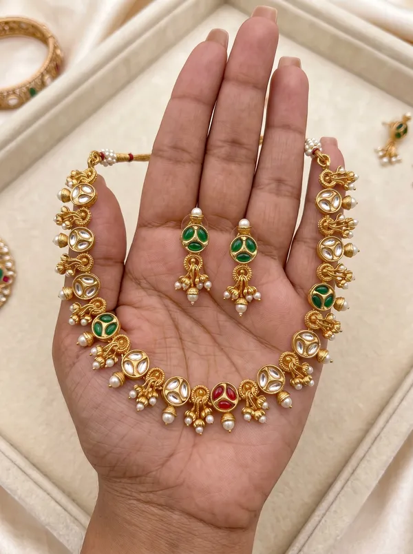 Gold_Plated_Alloy_Kundan_Pearl_Multicolor_Necklace_Set_For_Women
