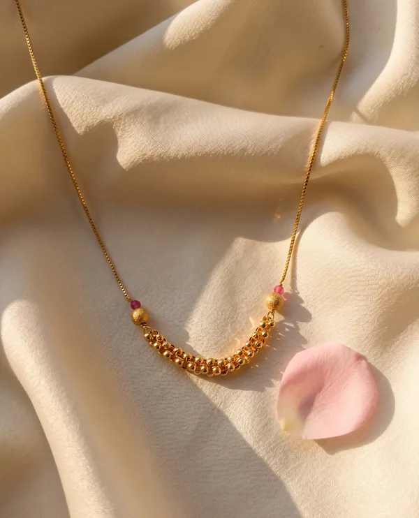 Gold_Plated_Alloy_Ruby_Beaded_Chain_Necklace_For_Women