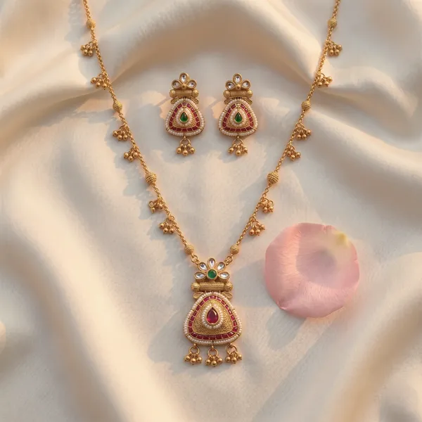 Gold_Plated_Alloy_Kundan_Pink_Meenakari_Pendant_Necklace_Set_For_Women