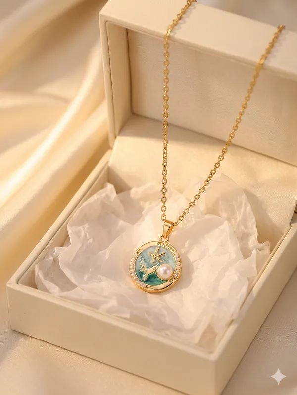 Gold_Alloy_Ocean_Pearl_Starfish_Pendant_Necklace_For_Women