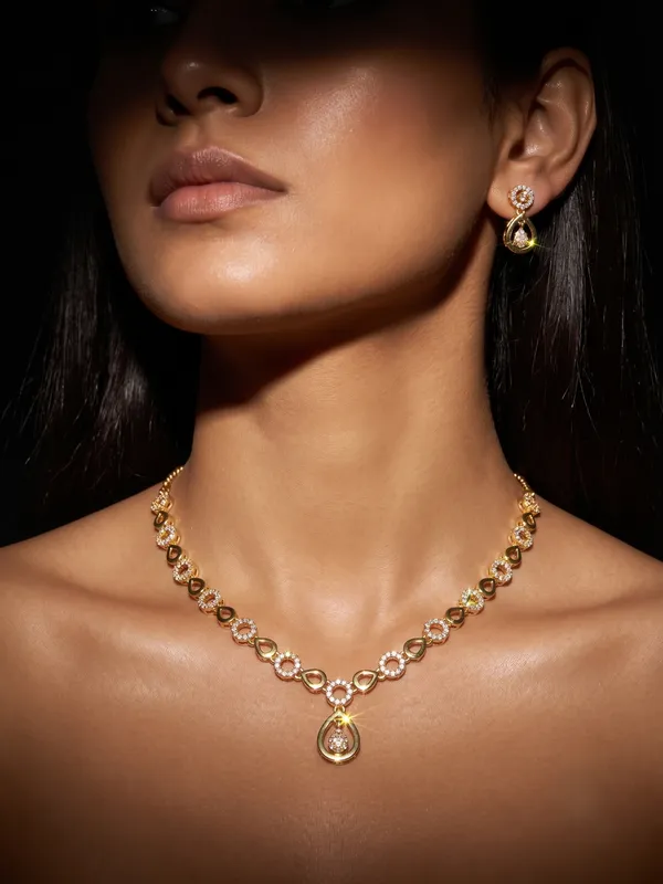 Gold_Alloy_Teardrop_Stone_Necklace_Set_With_Earrings_For_Women