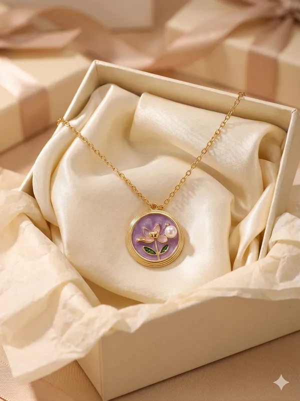 Purple_Alloy_Gold_Enamel_Floral_Pendant_Necklace_For_Women