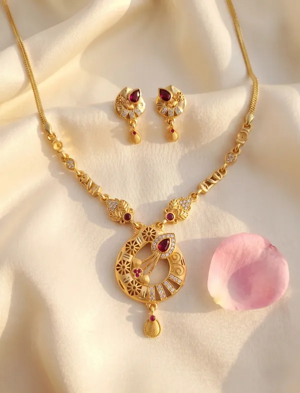 Gold_Alloy_Red_Ad_Stone_Crescent_Necklace_Set_For_Women