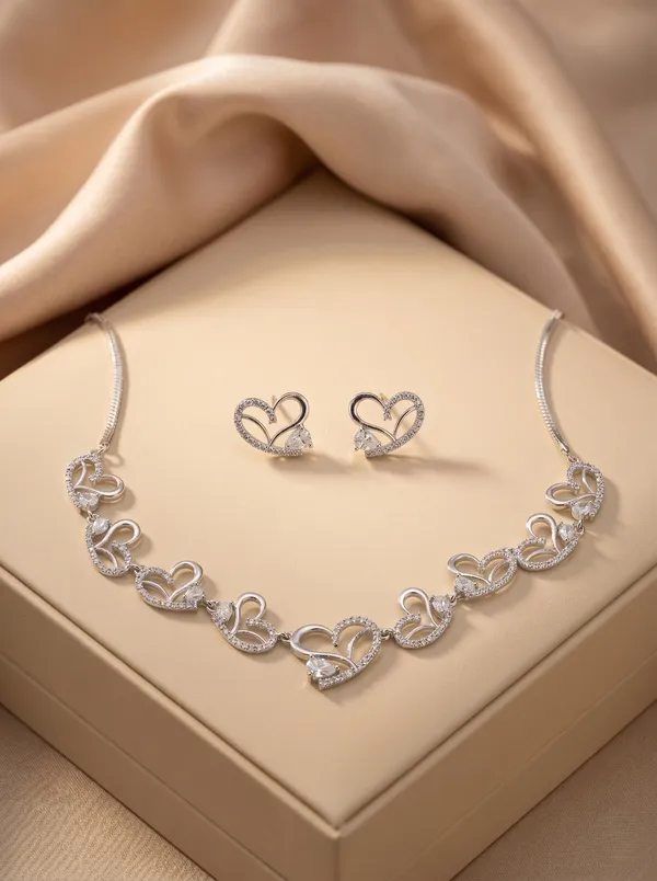 Silver_Alloy_Crystal_Heart_Link_Necklace_Set_For_Women
