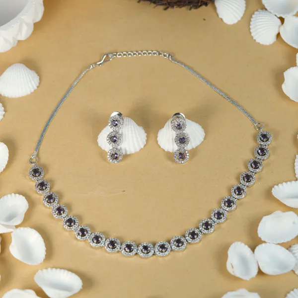 Silver_Alloy_Purple_Crystal_Studded_Necklace_Set_With_Earrings