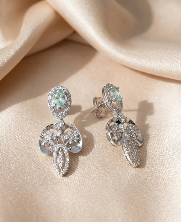 Silver_Alloy_Crystal_Green_Stone_Floral_Drop_Earrings_For_Women