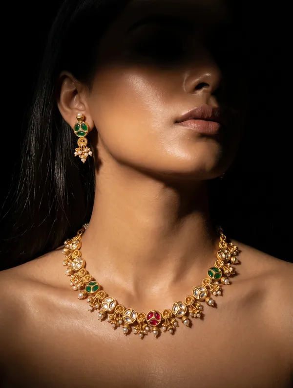 Gold_Plated_Alloy_Kundan_Pearl_Multicolor_Necklace_Set_For_Women