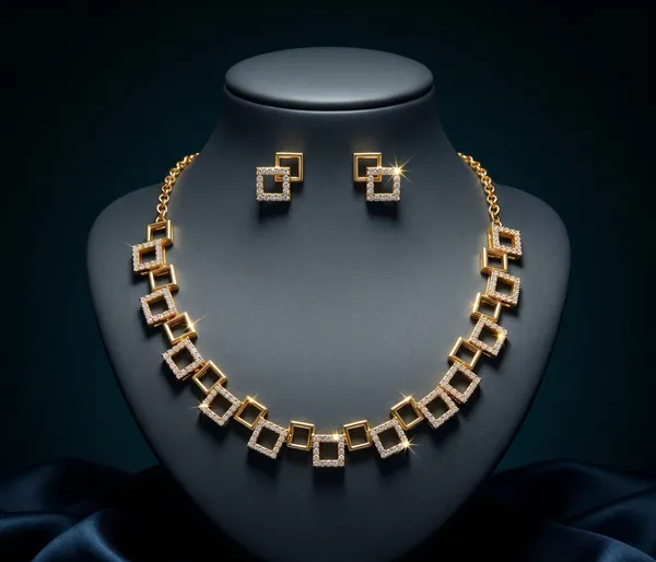 Gold_Alloy_Square_Crystal_Necklace_Set_With_Earrings_For_Women