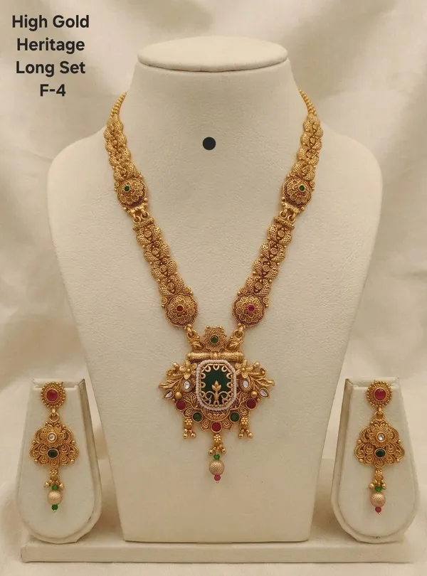 Gold_Alloy_Heritage_Filigree_Long_Necklace_Set_With_Earrings