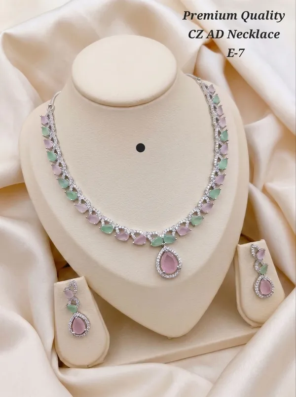 Multicolor_Alloy_Pink_Green_Cz_Stone_Necklace_Set_For_Women