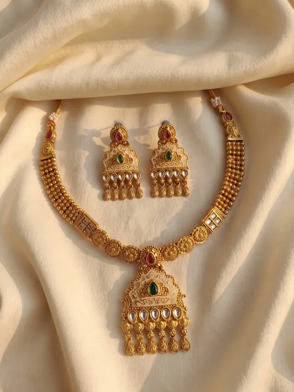 Gold_Antique_Alloy_Kundan_Ruby_Emerald_Stone_Necklace_Set_For_Women