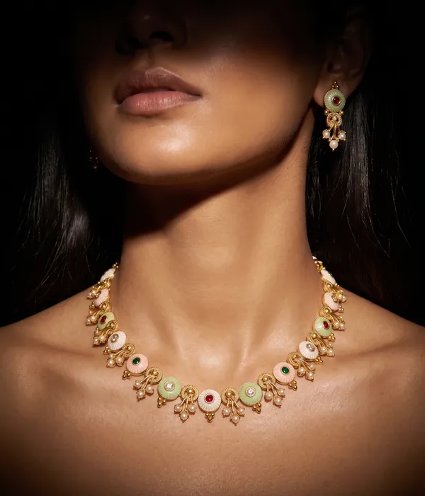 Multicolor_Alloy_Kundan_Meenakari_Choker_Necklace_Set_For_Women