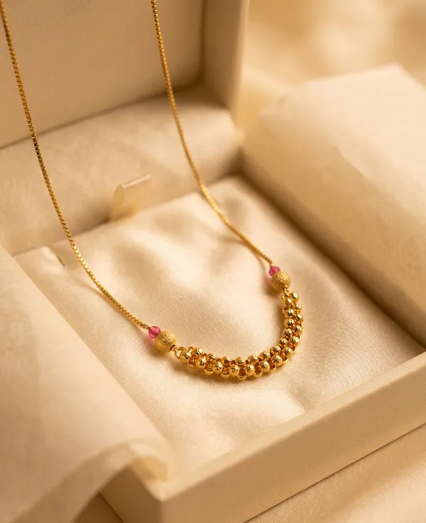 Gold_Plated_Alloy_Ruby_Beaded_Chain_Necklace_For_Women