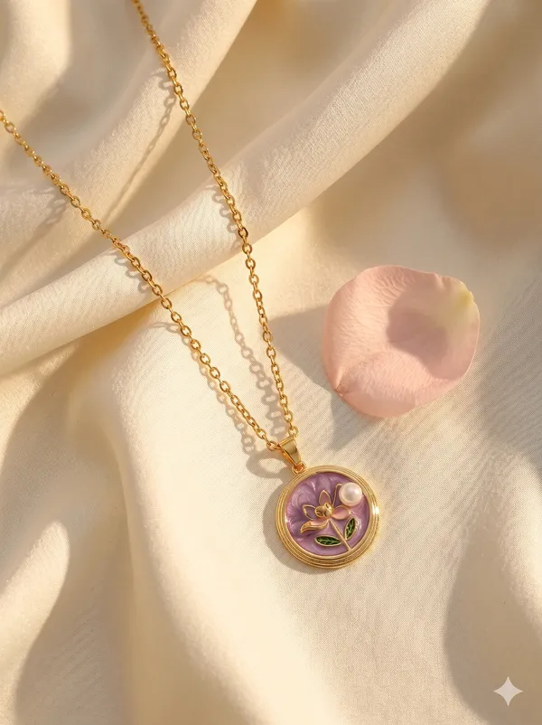 Purple_Alloy_Gold_Enamel_Floral_Pendant_Necklace_For_Women